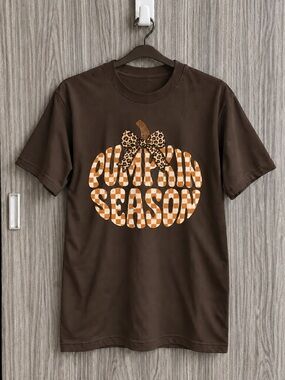 Pumpkin Season Cute Halloween Graphic Dark Chocolate Tee